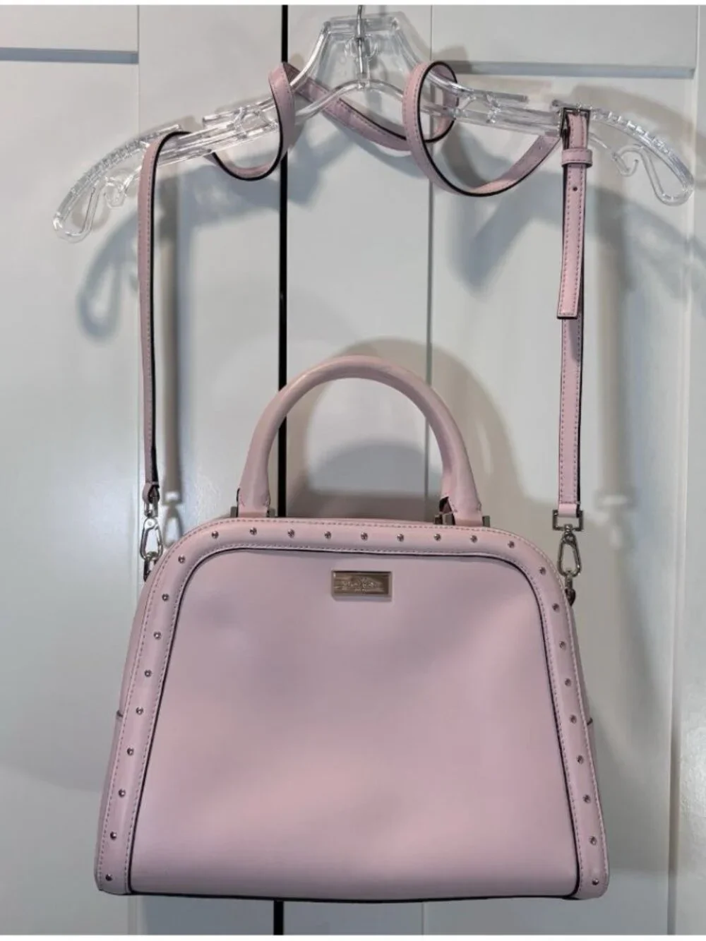 Kate Spade Helena Street Rocki Satchel Cow Leather Light Pink Studded Purse